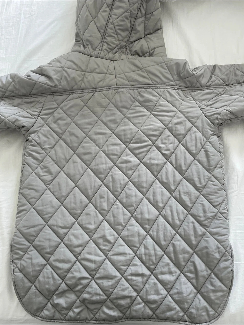 Zara Girls’ Light Grey Quilted Hooded Puff Jacket Size 11-12Y